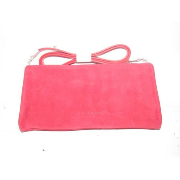 Halston Two Way Red Suede And Red Leather Cross Body Bag - Picture 6 of 12